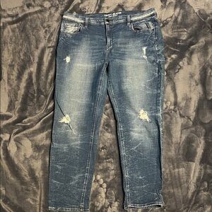 DKNY Women's Blue Distressed Skinny Jeans